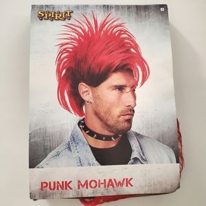 New Spirit Halloween Red Punk Mohawk Adult Wig